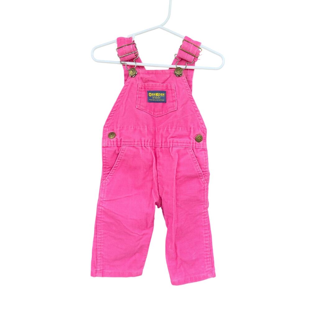 VINTAGE OshKosh Bgosh Pink Corduroy Overalls 6M USA Made